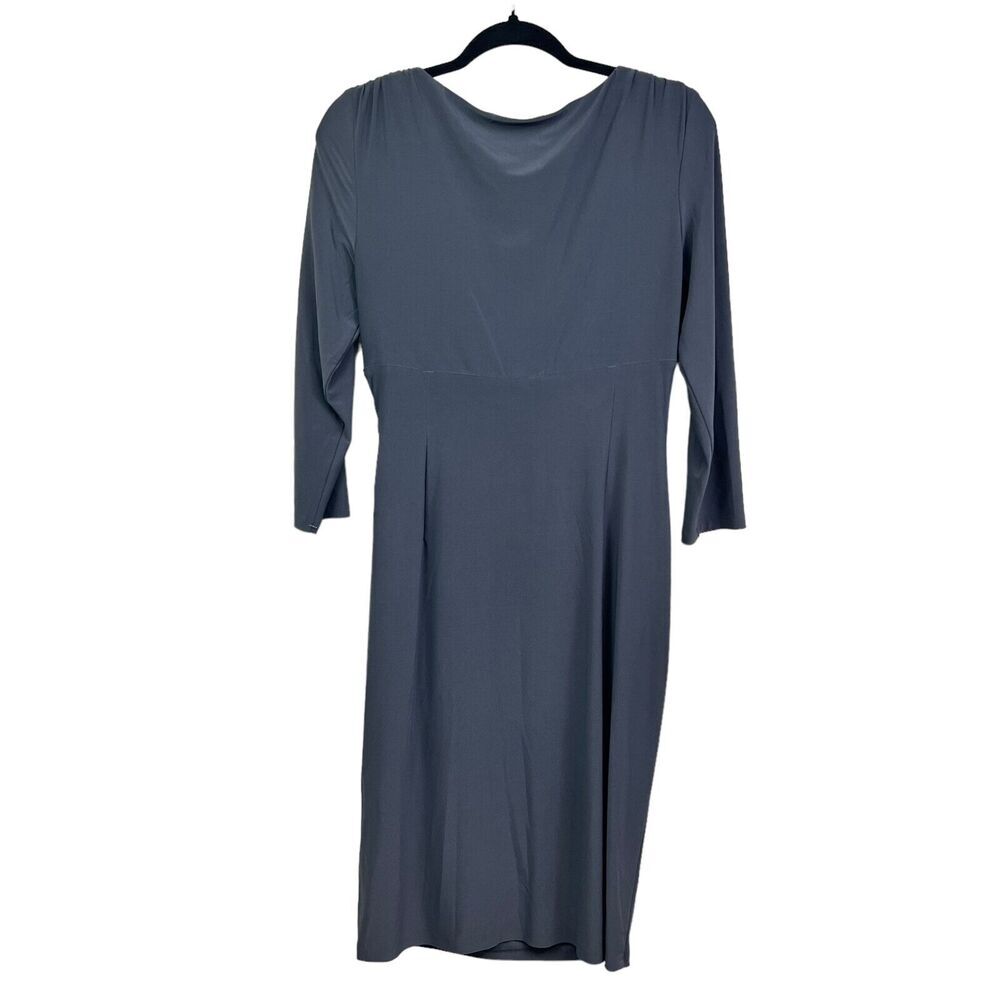 Lauren Ralph Lauren Womens Sheath Dress Plunge V Neck Ruched Stretch Gray Sz 10* - Picture 4 of 5